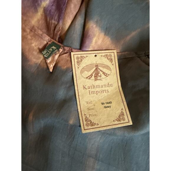 Kathmandu Imports Women Boho Spiral Tie Dye Cardigan Kimono Wrap Size L Gray NWT - Picture 7 of 8